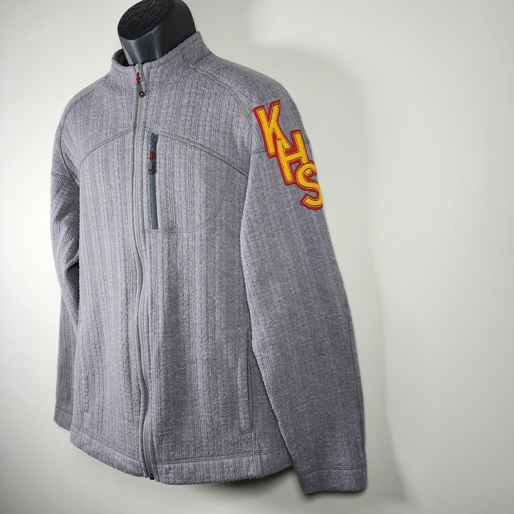 Lululemon Cable Knit Jacket Mens Large Wool Full Zip Sweater KHS Patch RARE Grey
